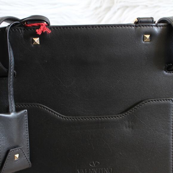 Valentino Joylock Black Leather Floral Applique Rockstud Satchel Shoulder Bag - Picture 7 of 16